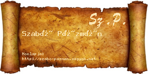 Szabó Pázmán névjegykártya