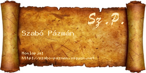 Szabó Pázmán névjegykártya